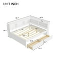 thumbnail image 2 of Harper & Bright Designs L-shaped Corner Bed Full Size with Bookcases and Drawers, Wood Daybed with Power Outlets and USB Charging Ports, White, 2 of 16