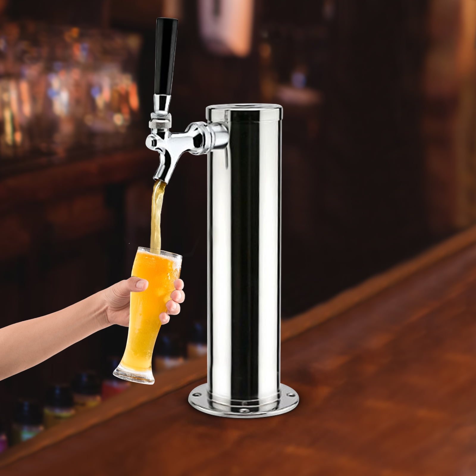 Dwellnix US Home Bar Single Tap Faucet Draft Beer Keg Tap Tower Kegerator Stainless Steel