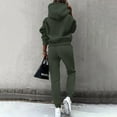 thumbnail image 3 of VIWORLD Casual Hoodie and Jogger Set - Women's Winter Solid Color Sweatsuit for Cold Weather Comfort Dark Green，S, 3 of 6