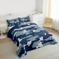 thumbnail image 3 of Castle Fairy Geometric Camouflage Bedding Comforter Set 2pcs for Adults Female Men,Navy Blue Camo Twin Comforter Sets Microfiber,Abstract Plaid Grid Breathable Bedding Set,Microfiber Bedroom Decor, 3 of 8