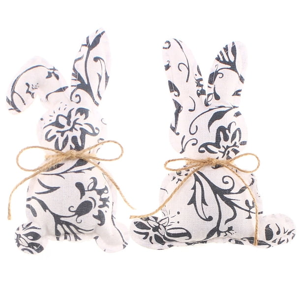 Figurita de conejo de Pascua de estilo porcelana azul y blanca adorno de conejo • Decoración navideña para mesa central • Decoración duradera para fiestas de Pascua