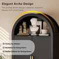 thumbnail image 6 of Waleaf 71" Arched Pantry Storage Cabinet with Door Racks, Modern Fluted Kitchen Cabinet & Bathroom Organizer, Tall Cupboard with Adjustable Shelves for Dining or Coffee Bar, Natural Finish, 6 of 8