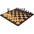 thumbnail image 3 of The Chess Store Club Special Plastic Chess Set Black & Camel Pieces with Extra Queens, Macassar Ebony & Maple Floppy Chess Board & Box - 3.75" King, 3 of 9