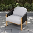 thumbnail image 3 of Tcbosik 2 Pack Club Chairs with Cushion for Outdoor, Armchair with Woven Rope and Wood Frame for Porch, Garden, Balcony, Backyard, Gray & Teak, 3 of 10