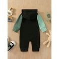 thumbnail image 3 of Loicainy Baby Toddler Girl Boy Hooded Romper, 3 6 12 18 Months Long Sleeve Patch Color Casual Fall Spring Long Jumpsuit, 3 of 9