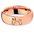 thumbnail image 2 of Tungsten Deer Staring Doe Love Engraved Band Ring 7mm Men Women Comfort Fit 18k Rose Gold Dome Polished, 2 of 4