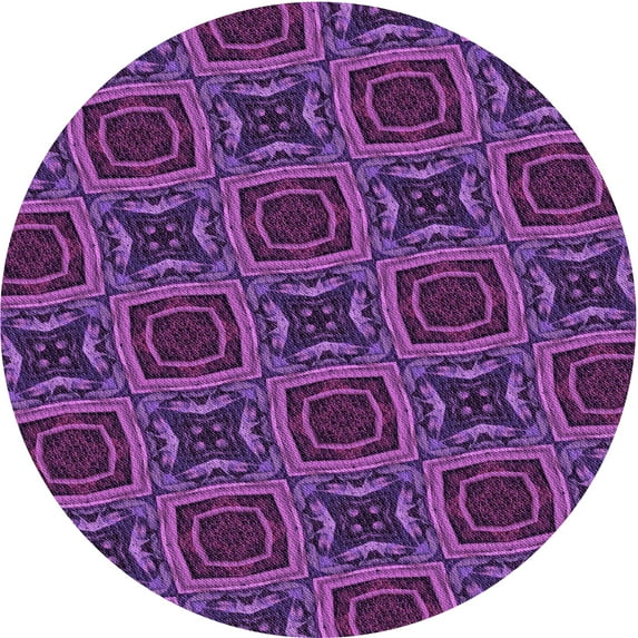 Ahgly Company Machine Washable Indoor Round Transitional Purple Iris Purple Area Rugs, 6' Round