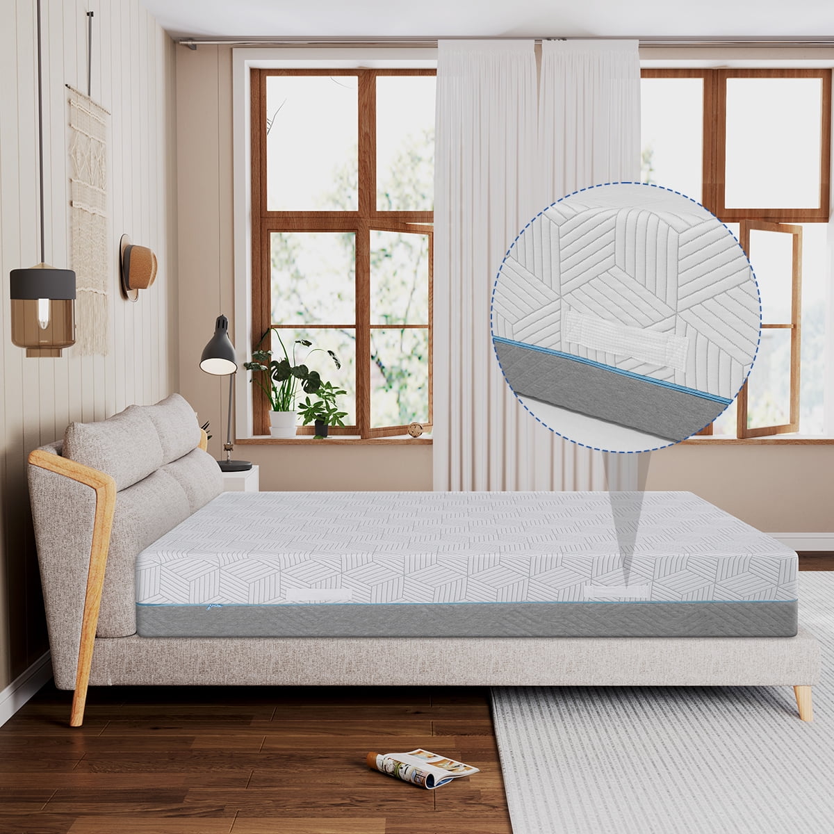 Firm Mattress 12 Inch Queen Size with Ice Silk Cover, Premium Cooling Green Tea/Gel Memory Foam Mattress in A Box, Medium Firm to Firm Bamboo Bed Mattress for Back Pain, CertiPUR-US, in USA, 60"x80"