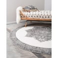 thumbnail image 3 of Unique Loom Canal Rosso Rug Gray/Ivory 8' Round Border Comfort Perfect For Dining Room Entryway Bed Room, 3 of 6