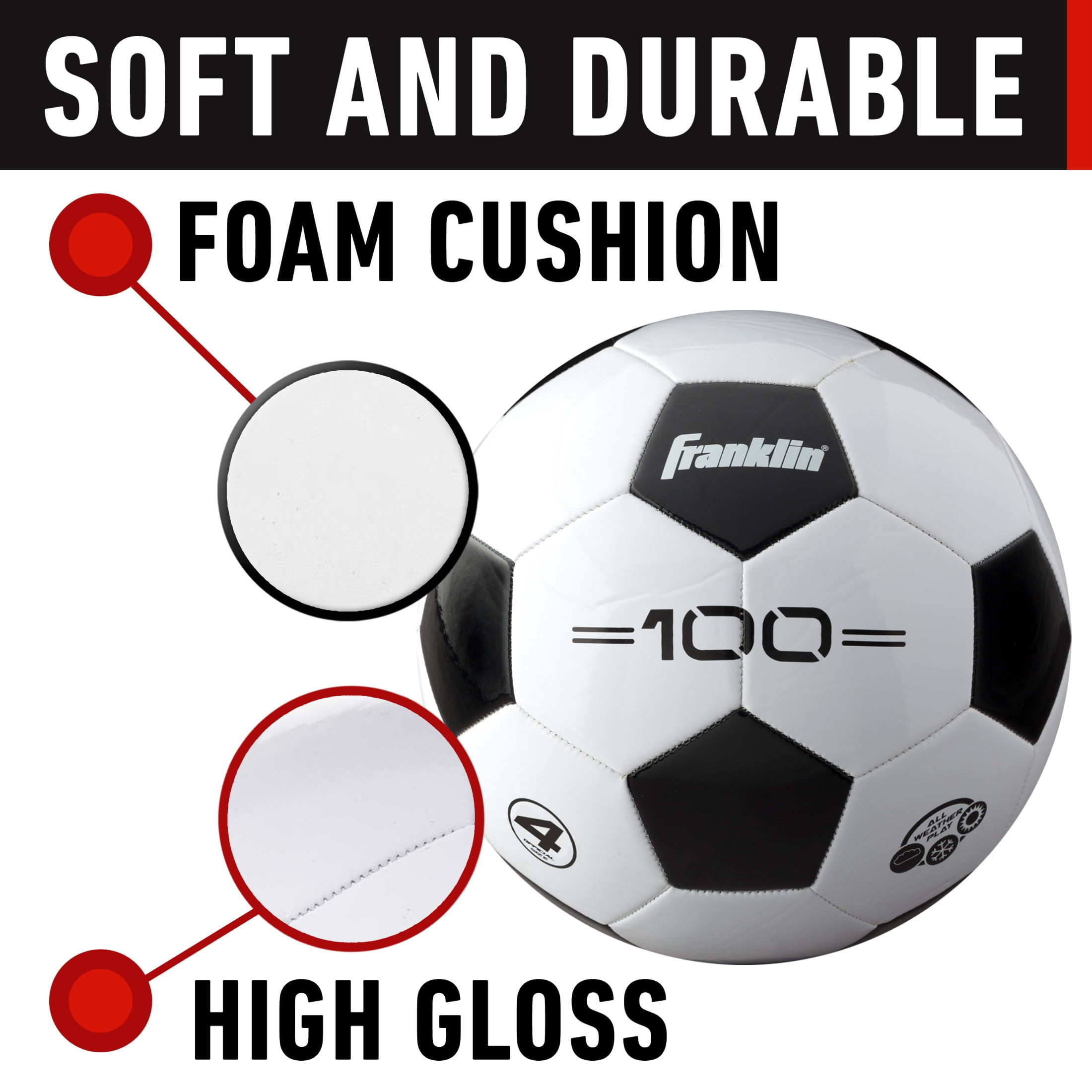 Franklin Sports Size 4 Competition 100 Soccer Balls - 12 Pack Deflated with Pump