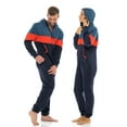 thumbnail image 3 of Notus Unisex Adult 0nesie One Piece Pajama Romper Hooded Zip Sleepwear Jumpsuit for Men and Women Dark Navy Orange XL, 3 of 6