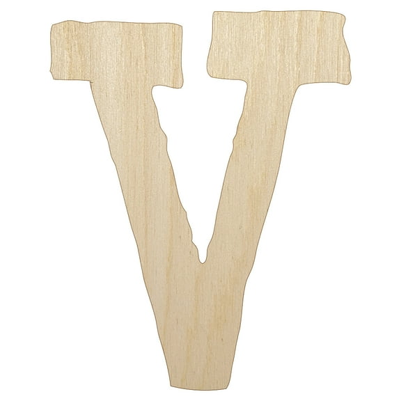 Letter V Uppercase Cute Typewriter Font Wood Shape Unfinished Piece Cutout Craft DIY Projects - 4.70 Inch Size - 1/8 Inch Thick