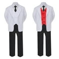 thumbnail image 2 of 5-7pc Formal Black White Suit Set Red Bow Long Tie Vest Boy Baby Infant Sm-20 Teen, 2 of 3