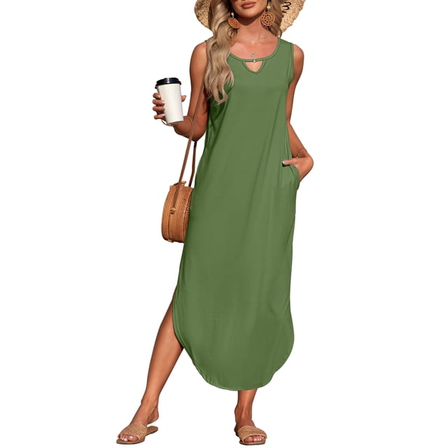 Vestido largo largo sin mangas MISFAY de playa largo con bolsillos