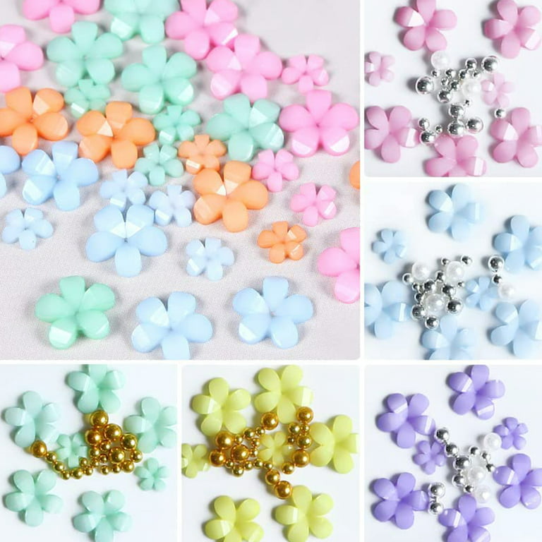 Caffney 3D Flower Nail Charms Kit 6 Grids Flower Nail Art Kit 3D Resin  Floral Nail Flakes Kit DIY Flowers Nail Pearls Rhinestones Beads Decoration  for Nail Jewelry Wallet Shoes Phone Cases 