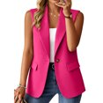 thumbnail image 2 of longantii Women's Summer Blazers Comfy Sleeveless Collared Blazer Vest Slim Fit Work Suit Button Front Outfit with Pockets Pink S, 2 of 5