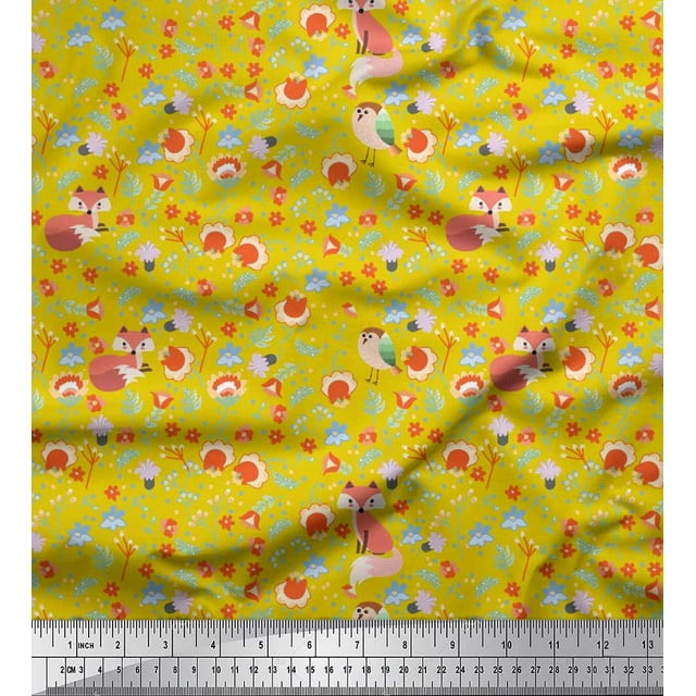 Soimoi Poly Georgette Fabric Vegetable,Burger & Pizza Food Printed Fabric 1 Yard 52 Inch Wide