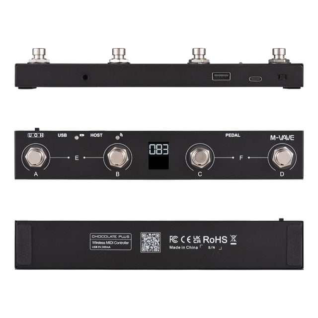 VAVE MIDI Controller,12h Battery To Bt Midi Pedal Midi Bt Midi Display Screen 12h Pedal App Display To Midi Adapter Screen 12h Battery Midi Adapter Portable Midi Pedal App Battery To Midi Royhh