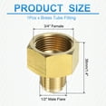 thumbnail image 2 of Uxcell 1Pcs Tube Fitting Gas Adapter 1/2" Male x 3/4" Female Golden Brass for Air Conditioning, 2 of 6