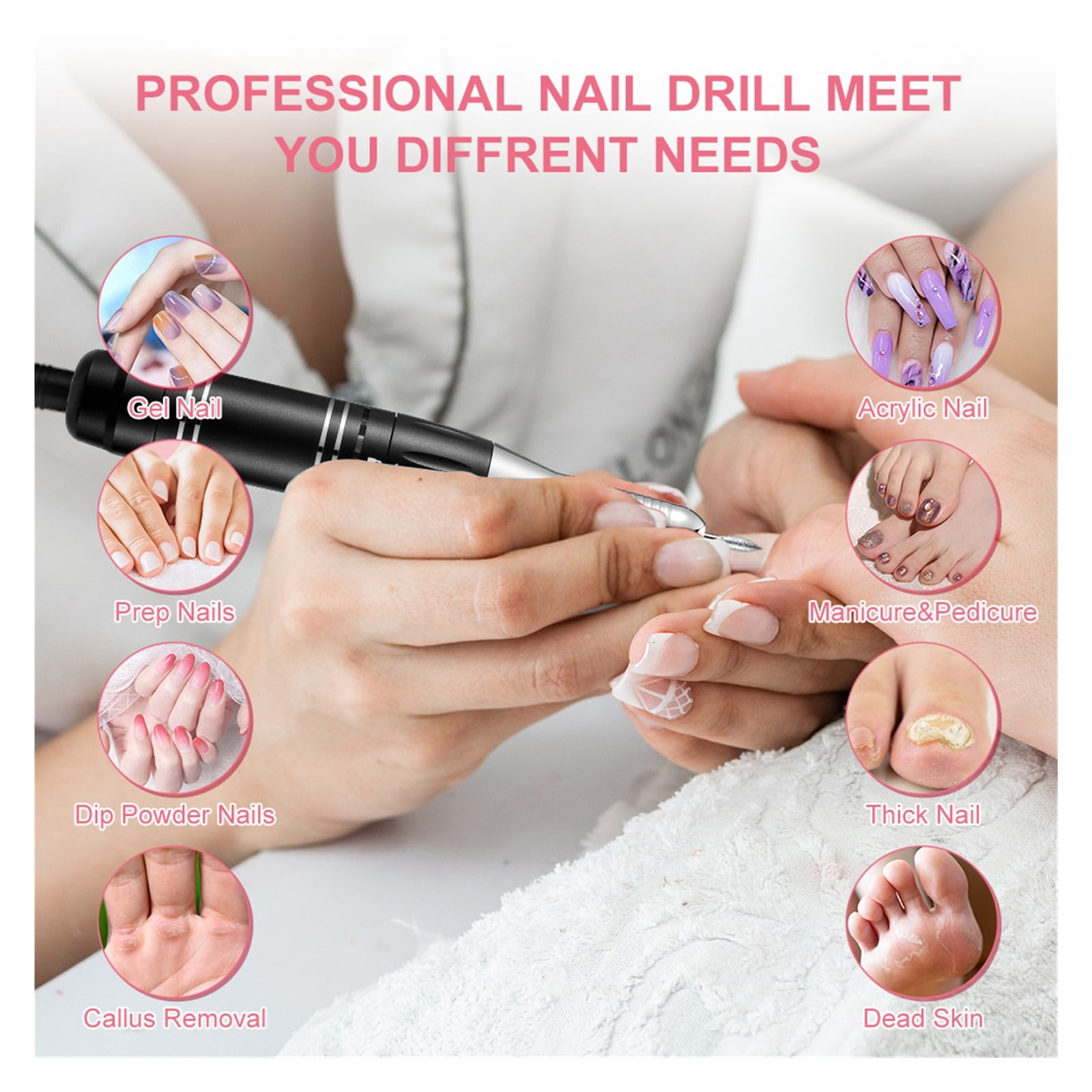 35000RPM Nail Drill Machine LCD Display Portable Rechargeable For Manicure Pedicure Tools Professional Nail Equipment ,Low Noise