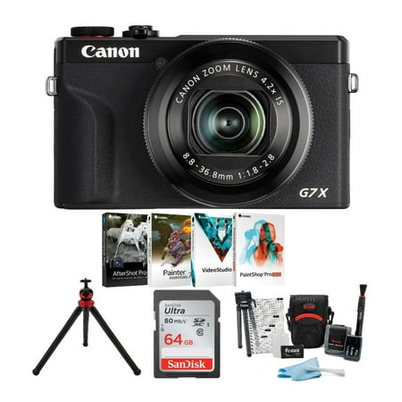 Canon Powershot G7X Mark III 4K Digital Camera Black with 64GB Card and Bundle