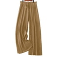 thumbnail image 6 of FUNUONY Women's Wide Leg Pants Flowy Pants for Women Casual Palazzo Trousers Loose Fit High Waisted Drawstring with Pocket Solid Color Black Ear Trimmed Wide Leg Pants Straight Leg Pants Khaki L, 6 of 6
