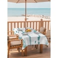 thumbnail image 2 of Outdoor Tablecloth with Umbrella Hole for Patio/Picnic/Party/Camping, Teal Green Coastal Starfish Waterproof Table Cloth Rectangle Table Cover Washable, Summer Conch Sea Fish Stripes (60"x 84"), 2 of 9