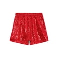 thumbnail image 5 of SiiRoh Girls Glitter Sequin High Waist Shorts Sparkly Hip Hop Jazz Dance Shorts Red 16, 5 of 6