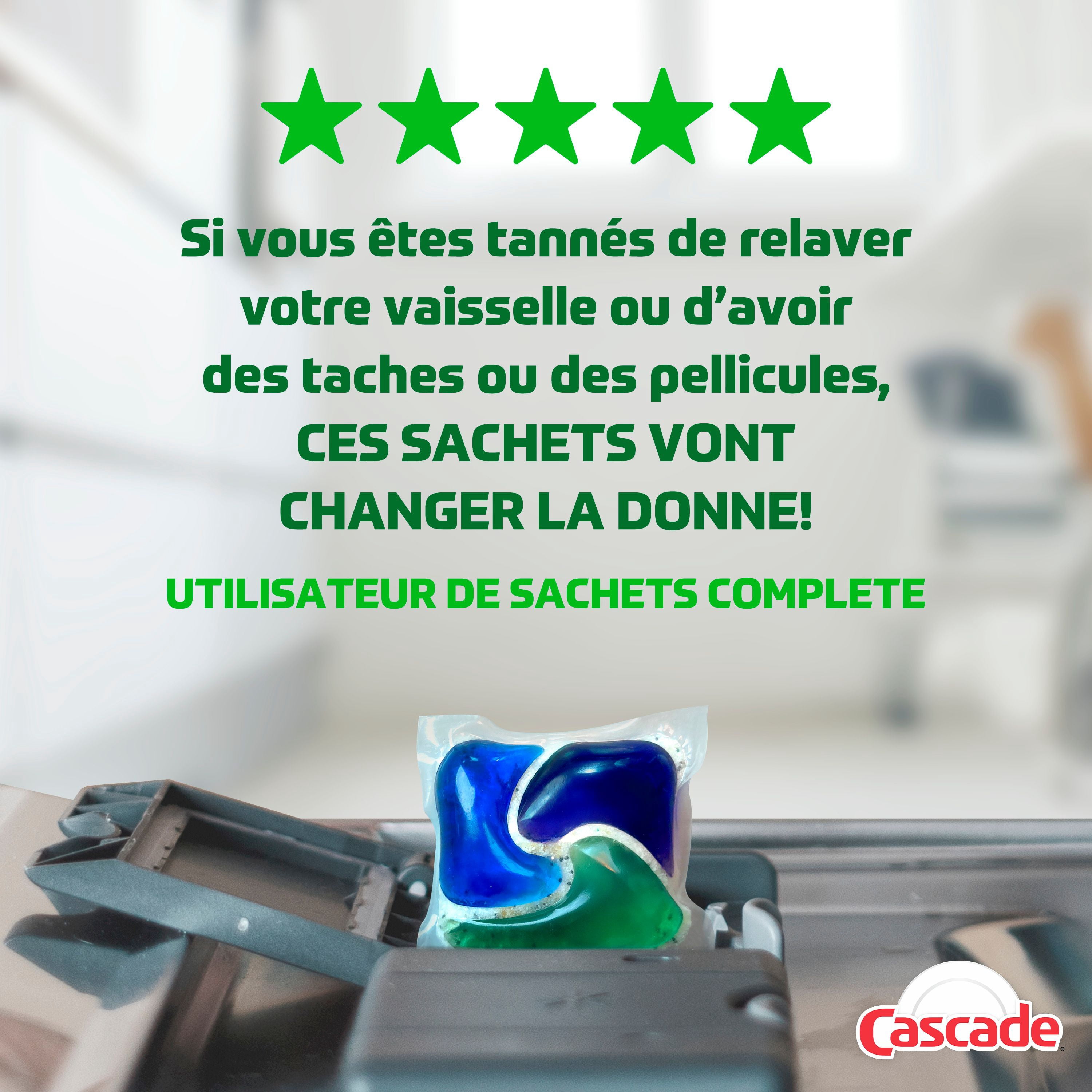 Cascade Complete Action Pacs, Dishwasher Detergent, Fresh 45CT