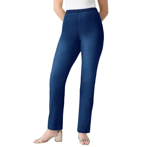 Roaman's Women's Plus Size Tall Plus Size Comfort Stretch Straight Leg Jean