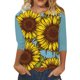 thumbnail image 1 of Camisas Para Mujer Moda O-Cuello Casual Tres Cuartos Estampado de Girasol Tops Camiseta Blusa Odeerbi ODB126666, 1 of 5
