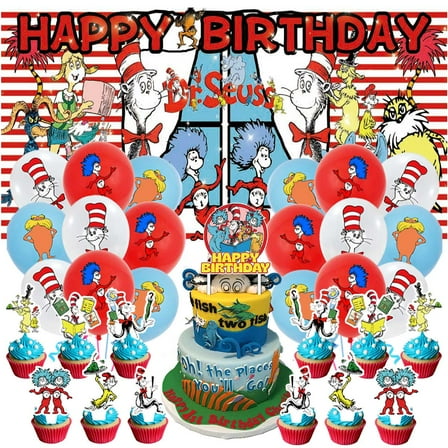 Seuss Party Supplies Latex Balloons Decor Banner Backdrop Kit Birthday Decorations