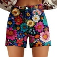 thumbnail image 2 of Women's Cotton Shorts Womens Casual High Waist Denim Shorts Relaxed Fit Artretro Printed Floral Shorts With Pockets,Pink Women's Shorts L, 2 of 3