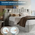 thumbnail image 5 of Merluxy King Size Upholstered Bed Frame with Widened Headboard,Lift-Up Storage Bed and Built-In Reading Light, Velvet Platform Frame, Crey, 5 of 8