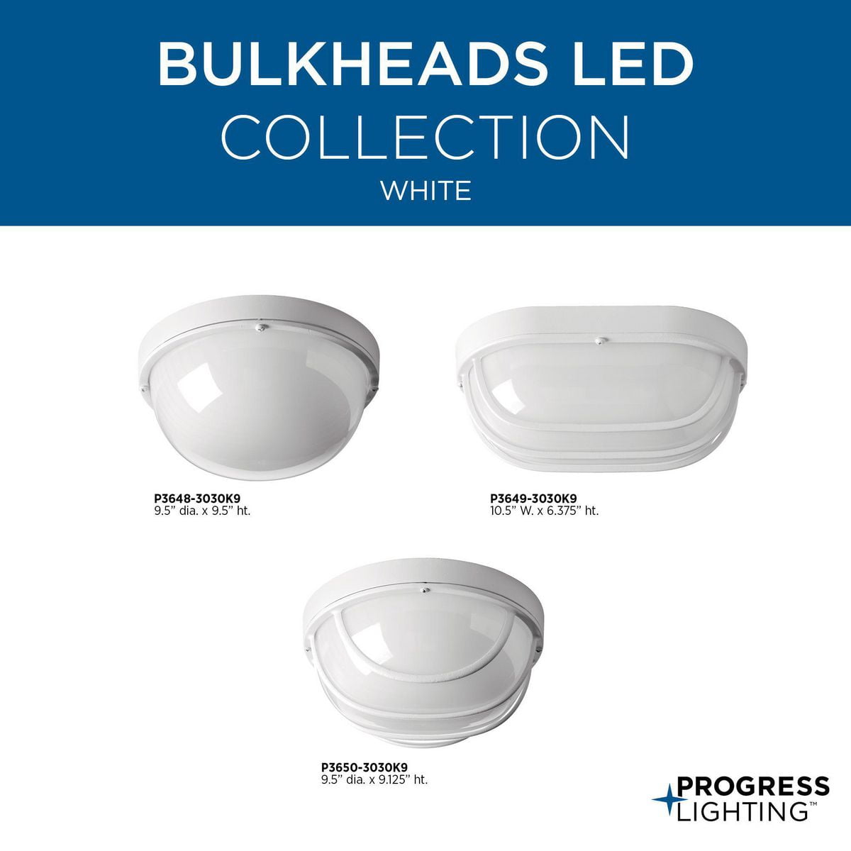 P3649-3030K9-Progress Lighting-Bulkheads LED - Outdoor Light - 1 Light in Coastal style - 10.5 Inches wide by 6.38 Inches high-White Finish