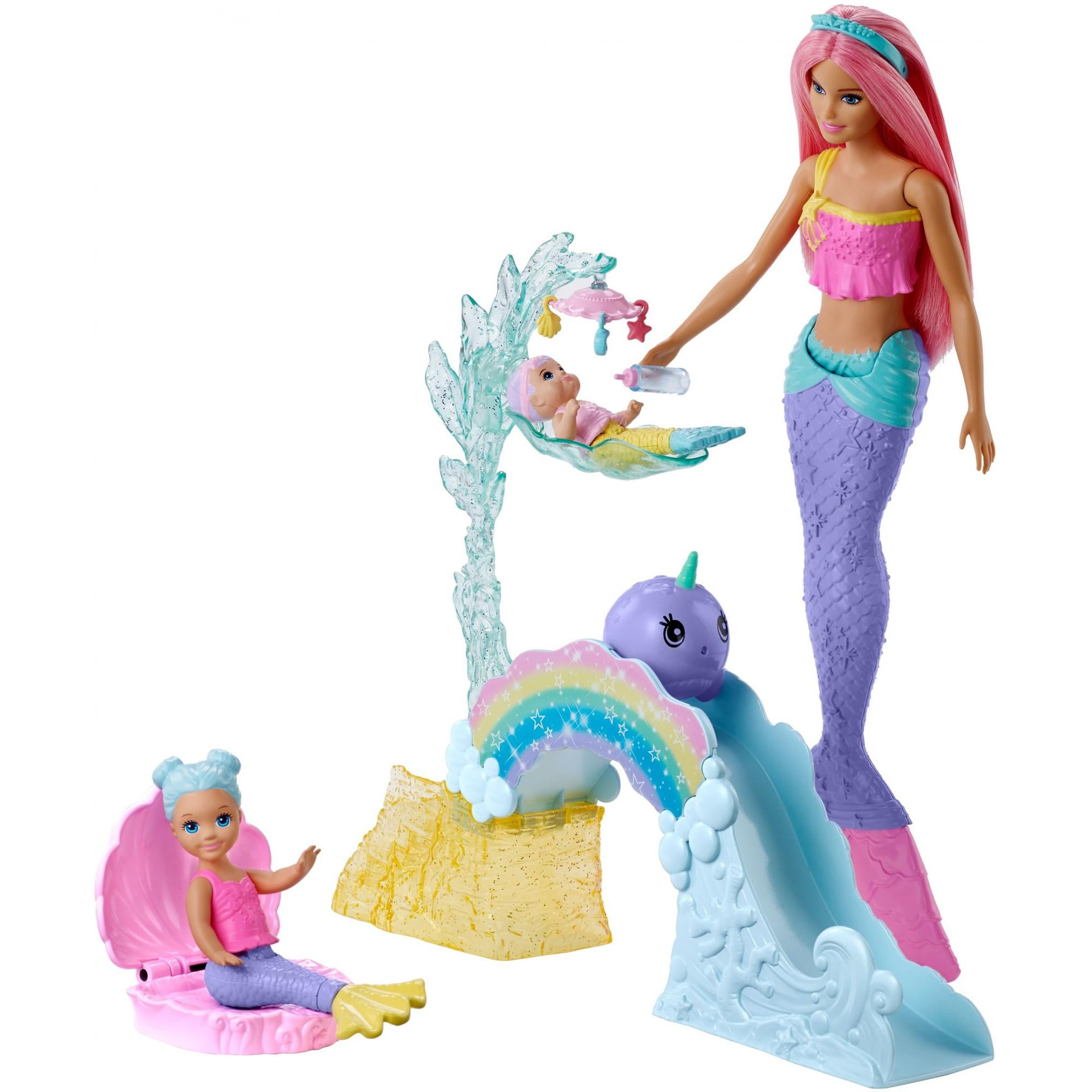 Familiar Beginner Shipley Barbie Dreamtopia Mermaid Doll, Mertoddler & Merbaby Playset - Walmart.com