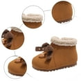 thumbnail image 6 of Toddler Girls Snow Boots Cute Knit Bowtie Floral Fuzzy Lined Winter Booties Side Zipper Nonslip Flat Ankle Boots 11 Little Kid Brown, 6 of 6