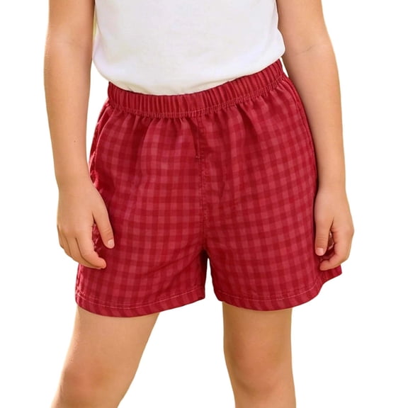 Khunlpohl Toddlers Plaid Shorts Elastic Waisted Casual Loungewear Short Pant Summer Trendy Loose Lightweight Pants 1-7 Years
