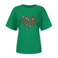 thumbnail image 4 of TSADFHJI Hauts Col en V pour Femmes Coton Mode Décontractée Unie Mignon Imprimé Col Rond Manches Courtes T-Shirt Haut m Vert, 4 of 6