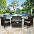 thumbnail image 3 of Gymax 4PCS Patio Rattan Conversation Furniture Set Outdoor w/ Gray Cushion, 3 of 10