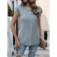 thumbnail image 3 of Womens Summer Cap Sleeve Tops Casual Crew Neck Sleeveless Knit Sweater Vest Loose Fit Pullover Tank Tops Grey XL, 3 of 8