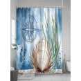 thumbnail image 5 of Fsddascl Coastal Nautical Shower Curtain Set - Small 36" x 72" Washable Bathtub Curtain with 12 Hooks, Summer Ocean Shell Seaweed Waterproof Fabric Stall Shower Curtains for Bathroom/Bathtub Décor, 5 of 6