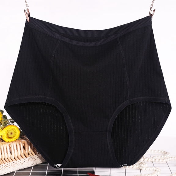 Elvqul High Waist Plus Panties for Women Black Underwear for Women Stretch Seamless Panties