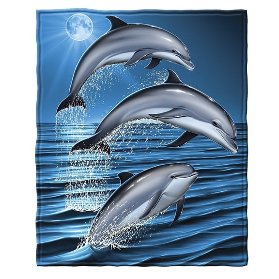 Dolphin Fleece Blanket for Bed - 50" x 60" Plush Dolphin Throw Blankets for Boys, Girls, Women, and Men - Super Soft, Warm Queen Size Blanket - Ideal Winter Bedding Gifts for Her and Him