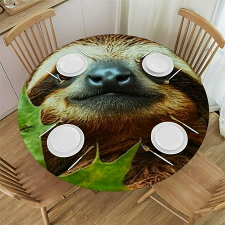 

Autua Sloth Leaf American Flag Round Tablecloth 100% Polyester Stain-Resistant Washable Indoor Outdoor for Restaurants Weddings Parties - Home Kitchen Outdoor Decoration 46 -50