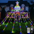 thumbnail image 3 of Ollny Árbol de Luces de Navidad 340LED con Estrella Superior, IP67 Luces de Cascada con Control Remoto a Prueba de Agua con Poste, 8 Modos 3 Temporizadores Decoraciones navideñas Regulables Patio al A, 3 of 4