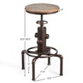 thumbnail image 2 of Gymax Industrial Bar Stool Wood Seat Water Pipe Fire Hydrant Design Height Adjustable, 2 of 10