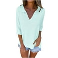 thumbnail image 2 of Suéter de cuello en V para mujer, jersey de manga larga con cuello en V, suéter informal de color liso, blusa de poliéster para mujer, 2 of 6