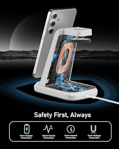 Wireless Charger for Samsung Phones Watch Earbuds(Not for Z Flip & A Serie-Phone), 3 in 1 Charging Station for Galaxy Watch 7/Ultra/6/5/4/3,S25 S24 S23 S22 S21 S20/Note 20 10/Z Fold 4 3,Buds/2/Pro