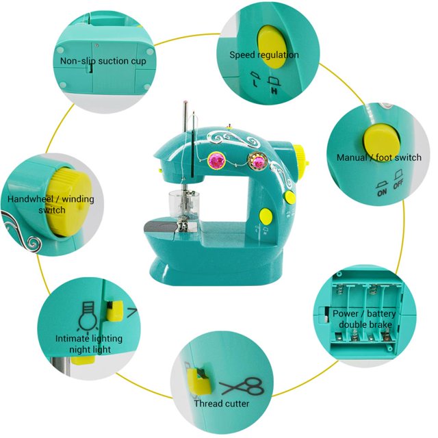 stanreset Mini Household Children Sewing Machine Portable Home Small Appliance Educational Toy